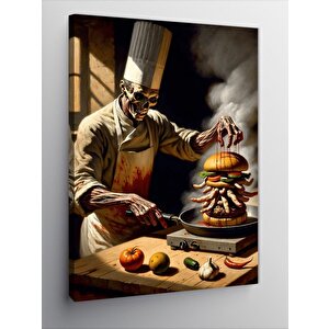 Kanvas Tablo Hamburger Yapan İskelet 50x70 cm