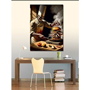 Kanvas Tablo Hamburger Yapan İskelet 50x70 cm