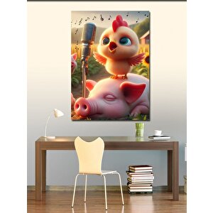 Kanvas Tablo Domuzun Üzerinde Şarkı Soyleyen Kuş 70x100 cm