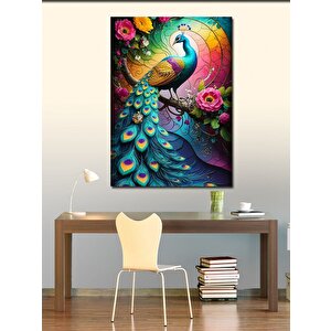 Kanvas Tablo Daldaki Tavus Kuşu 100x140 cm
