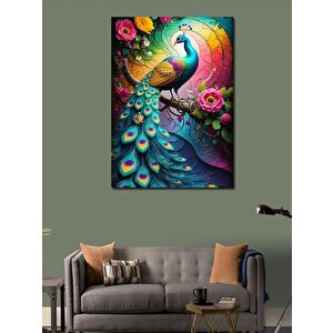 Kanvas Tablo Daldaki Tavus Kuşu 100x140 cm
