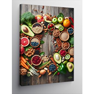 Kanvas Tablo Sağlıklı Mutfak Yiyecekler 50x70 cm