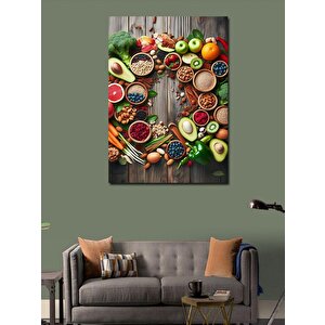 Kanvas Tablo Sağlıklı Mutfak Yiyecekler 50x70 cm