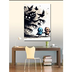 Kanvas Tablo Minik Kuşlar Ve Canavarlar 70x100 cm