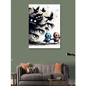 Kanvas Tablo Minik Kuşlar Ve Canavarlar 50x70 cm
