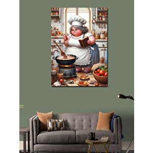 Kanvas Tablo Aşçı Kadın Mutfak Temalı 100x140 cm