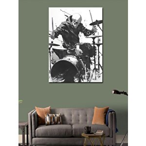 Kanvas Tablo Baterist Davulcu İskelet 70x100 cm