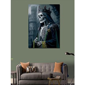 Kanvas Tablo Kral Taçlı İskelet 50x70 cm