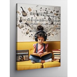 Kanvas Tablo Müzik Dinleyen Küçük Kız 70x100 cm