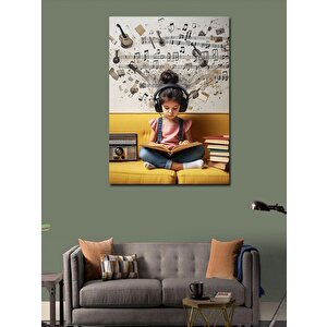 Kanvas Tablo Müzik Dinleyen Küçük Kız 70x100 cm