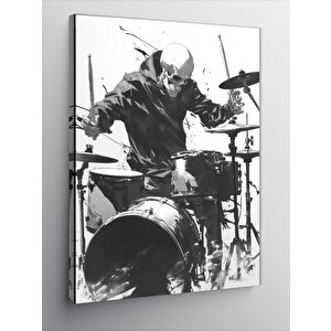Kanvas Tablo Baterist Davulcu İskelet 50x70 cm