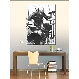 Kanvas Tablo Baterist Davulcu İskelet 50x70 cm