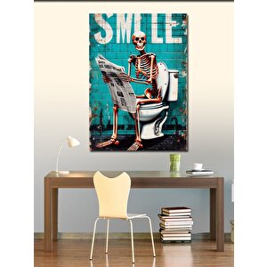 Kanvas Tablo Tuvaletteki İskelet 100x140 cm