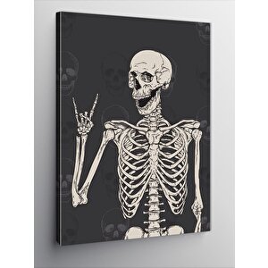 Kanvas Tablo Metal İşareti Yapan İskelet 70x100 cm