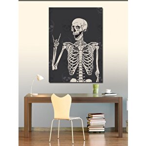 Kanvas Tablo Metal İşareti Yapan İskelet 70x100 cm