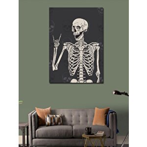 Kanvas Tablo Metal İşareti Yapan İskelet 70x100 cm