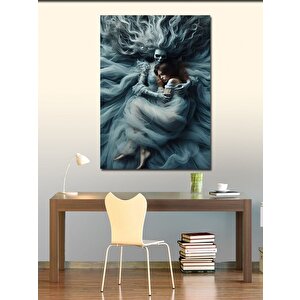 Kanvas Tablo Gelinlikli İskelet Ve Ona Sarılan Kadın 50x70 cm