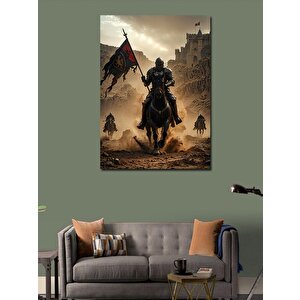 Kanvas Tablo Bayrak Taşıyan Şövalye 100x140 cm