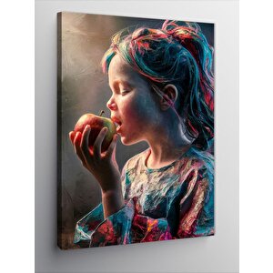 Kanvas Tablo Elma Yiyen Küçük Kız 70x100 cm