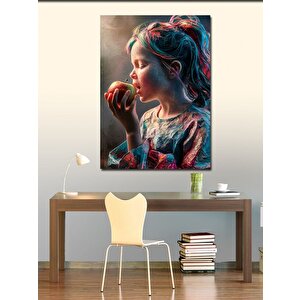 Kanvas Tablo Elma Yiyen Küçük Kız 70x100 cm