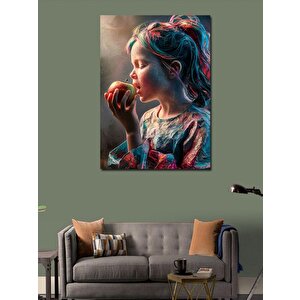 Kanvas Tablo Elma Yiyen Küçük Kız 70x100 cm