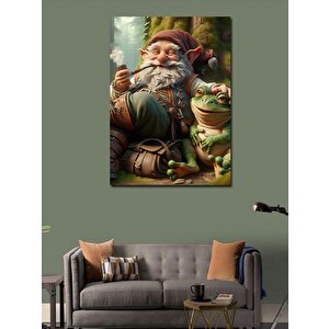Kanvas Tablo Kurbağa Ve Pipolu Cüce 70x100 cm