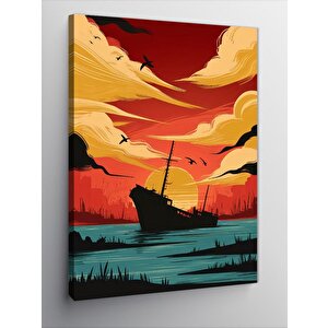 Kanvas Tablo Batan Gemi 70x100 cm