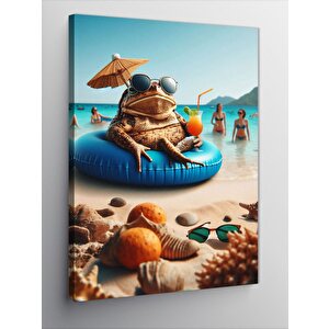 Kanvas Tablo Tatil Yapan Kurbağa 70x100 cm