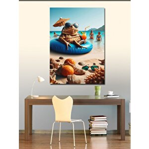Kanvas Tablo Tatil Yapan Kurbağa 70x100 cm
