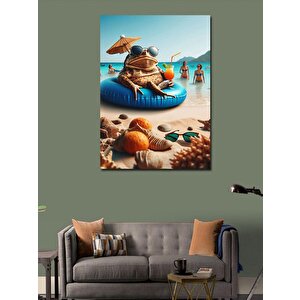 Kanvas Tablo Tatil Yapan Kurbağa 70x100 cm
