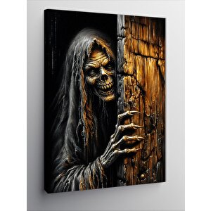 Kanvas Tablo Kapıdaki İskelet 100x140 cm
