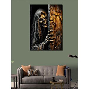 Kanvas Tablo Kapıdaki İskelet 100x140 cm