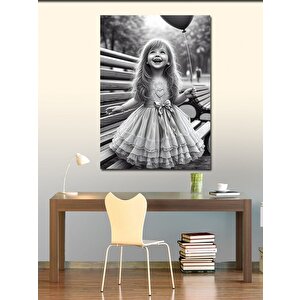 Kanvas Tablo Balon Tutan Küçük Kız 100x140 cm