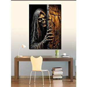 Kanvas Tablo Kapıdaki İskelet 70x100 cm