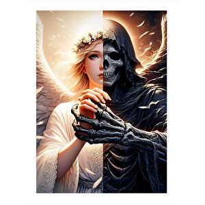 İskelet Ve Melek Art Mdf Poster 35cm X50cm 35x50 cm