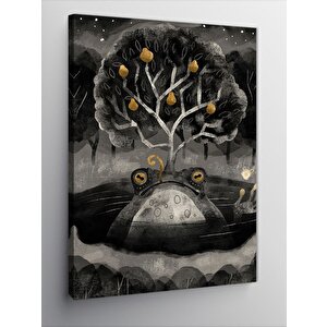 Kanvas Tablo Kurbağa Ve Ağaç 50x70 cm