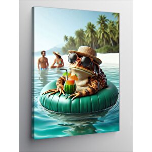 Kanvas Tablo Tatil Yapan Kurbağa 70x100 cm