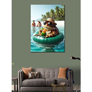 Kanvas Tablo Tatil Yapan Kurbağa 100x140 cm