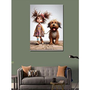Kanvas Tablo Küçük Kız Ve Köpeği 70x100 cm