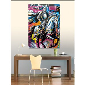 Kanvas Tablo At Üzerinde Şovalye Ve Grafiti Desen 50x70 cm