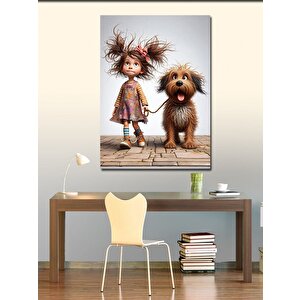 Kanvas Tablo Küçük Kız Ve Köpeği 100x140 cm