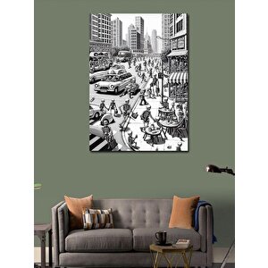 Kanvas Tablo İskelet Şehir 50x70 cm