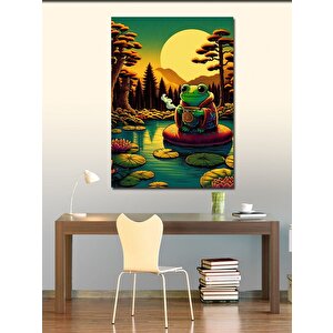 Kanvas Tablo Kahve İçen Kurbağa 70x100 cm