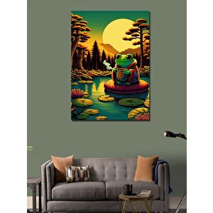 Kanvas Tablo Kahve İçen Kurbağa 70x100 cm