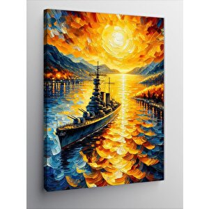 Kanvas Tablo Gün Batımı Ve Gemi 100x140 cm