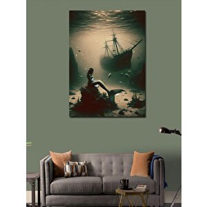 Kanvas Tablo Deniz Kızı Ve Gemi Enkazı 70x100 cm