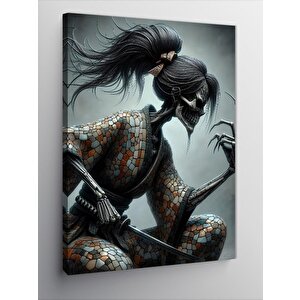 Kanvas Tablo Kimono Giymiş Japon Kadın İskelet 70x100 cm