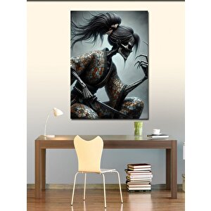 Kanvas Tablo Kimono Giymiş Japon Kadın İskelet 70x100 cm