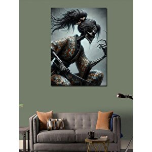 Kanvas Tablo Kimono Giymiş Japon Kadın İskelet 70x100 cm