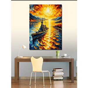 Kanvas Tablo Gün Batımı Ve Gemi 50x70 cm